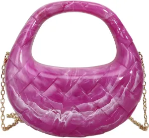 Acrylic Woven Hobos Evening Bags Women Shoulder Crossbody Purses Clutch Chic Handbag with Detachable Chain