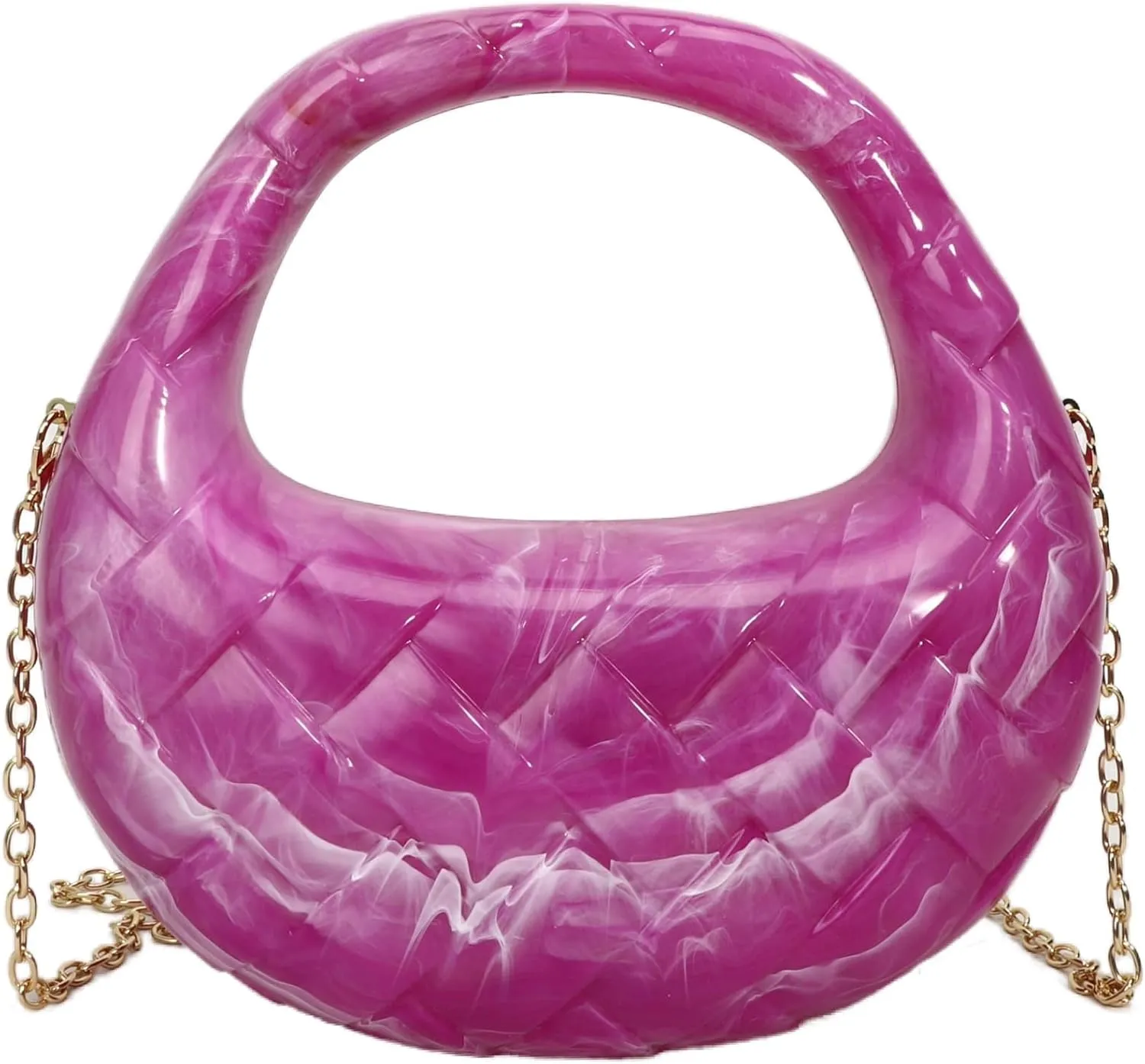 Acrylic Woven Hobos Evening Bags Women Shoulder Crossbody Purses Clutch Chic Handbag with Detachable Chain