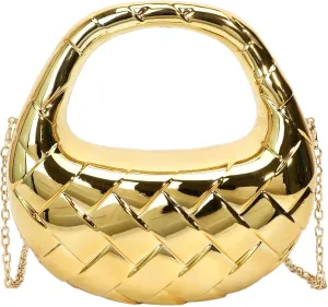 Acrylic Woven Hobos Evening Bags Women Shoulder Crossbody Purses Clutch Chic Handbag with Detachable Chain