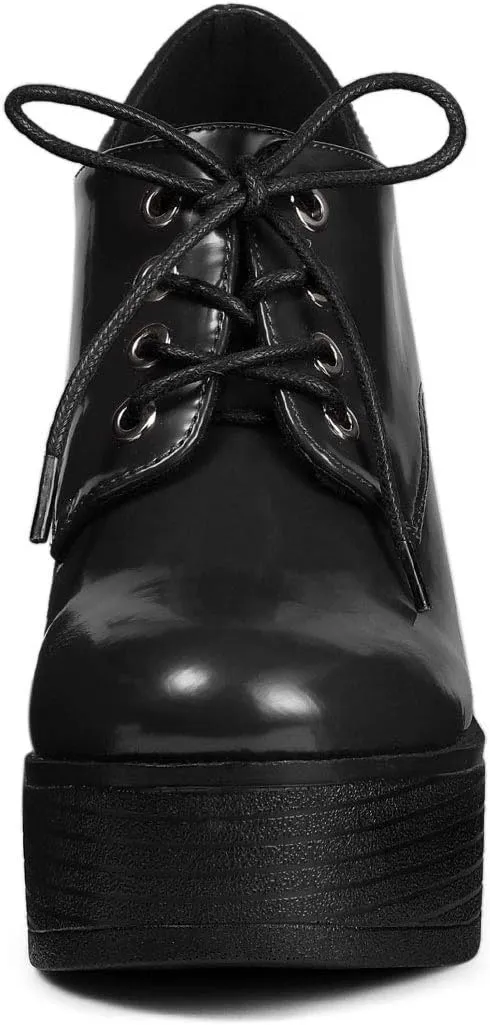 Allegra K Women's Platform Lace Up Chunky Heel Ankle Boots