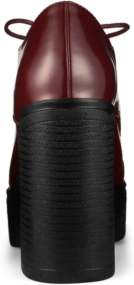 Allegra K Women's Platform Lace Up Chunky Heel Ankle Boots