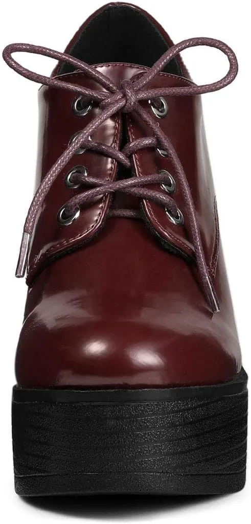 Allegra K Women's Platform Lace Up Chunky Heel Ankle Boots