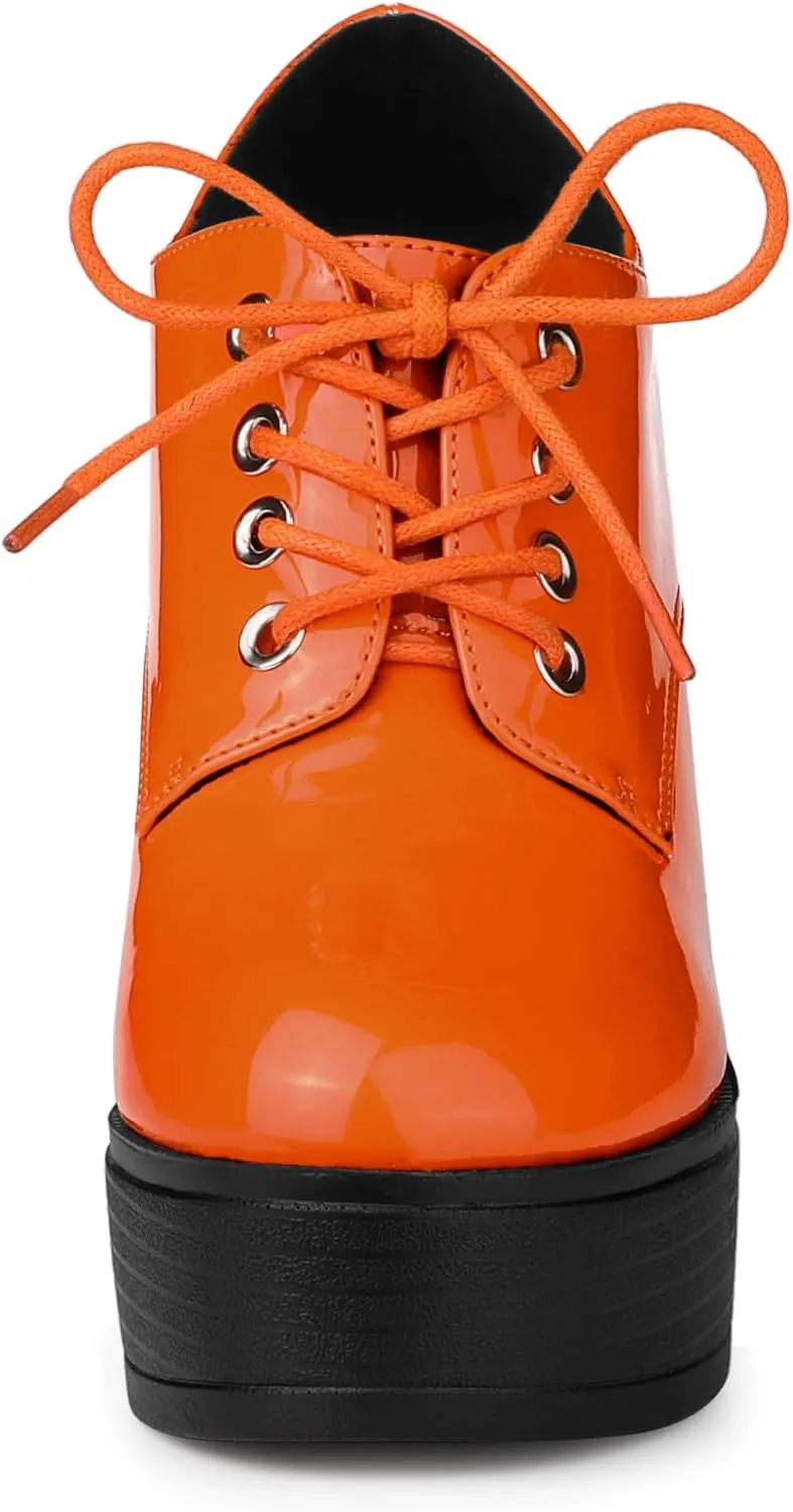 Allegra K Women's Platform Lace Up Chunky Heel Ankle Boots