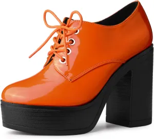 Allegra K Women's Platform Lace Up Chunky Heel Ankle Boots