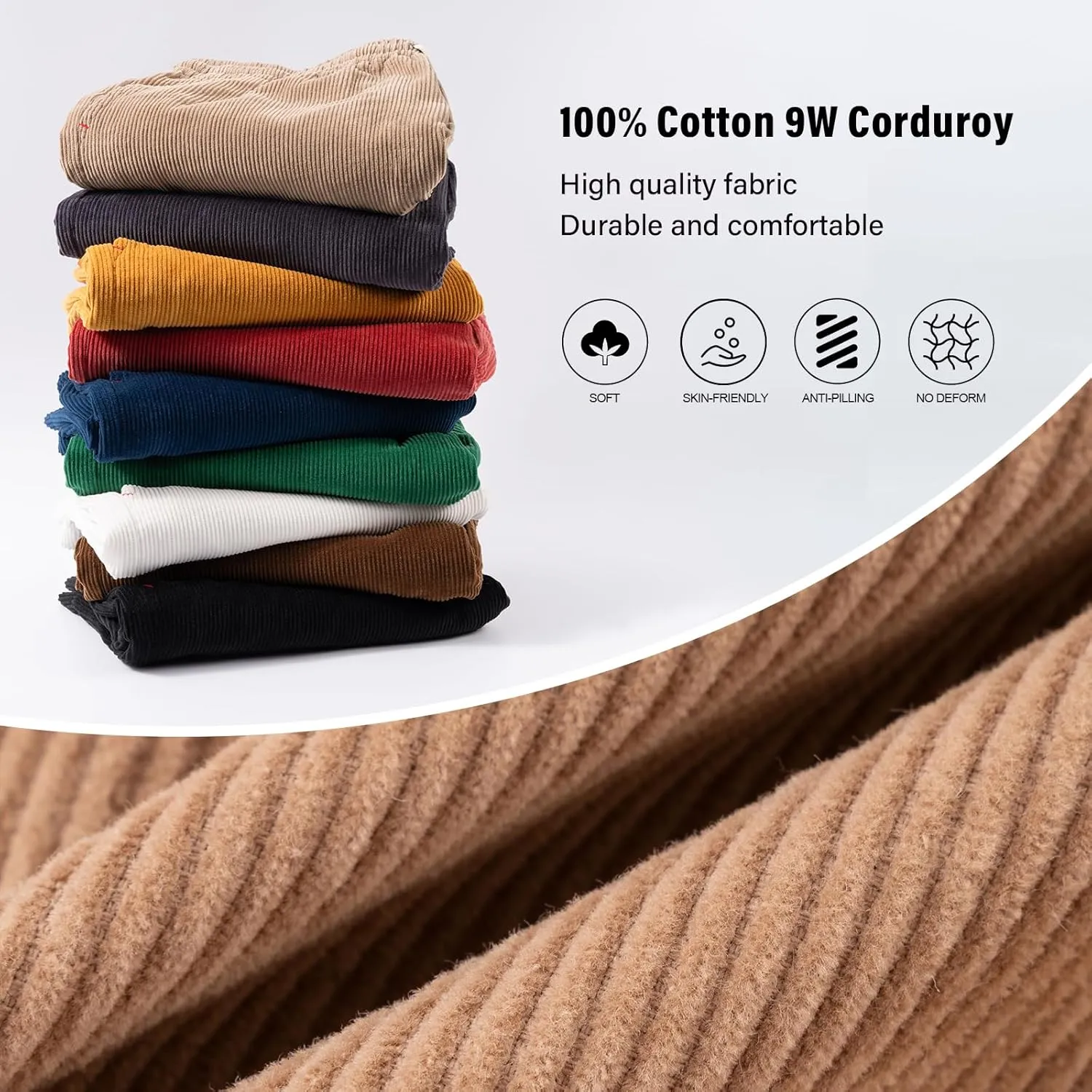 AMY COULEE Mens Corduroy Shorts 5.5" Elastic Waist Casual Shorts Summer Beach Shorts with Pockets