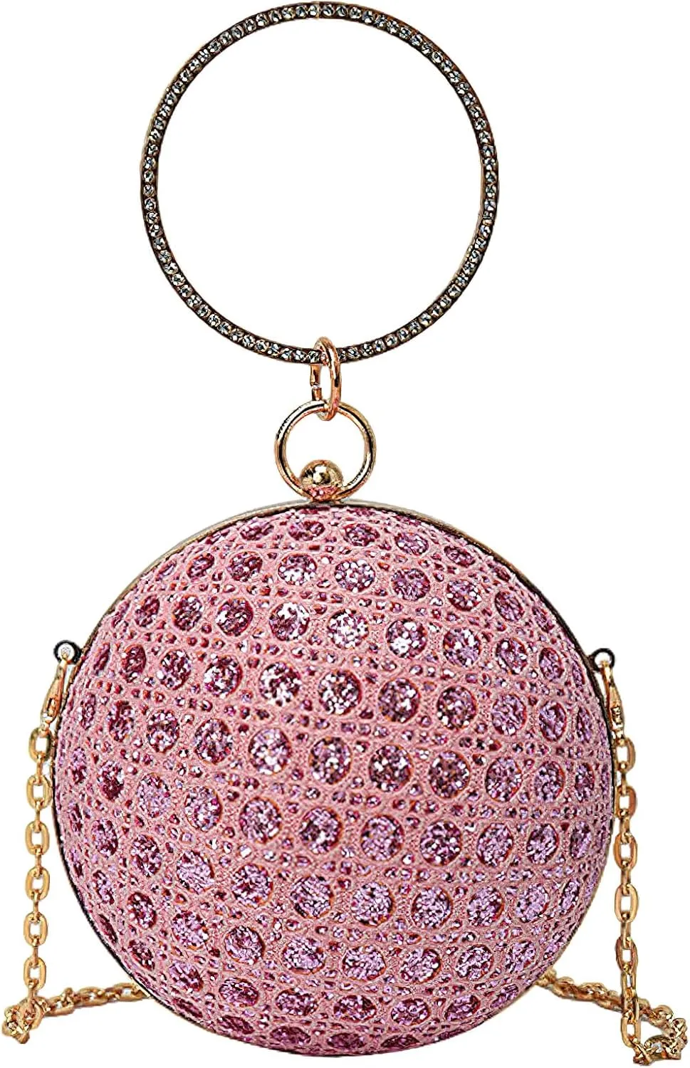 ANUFER Women's Sparkly Ball Shaped Evening Bag Rhinestones Sequins Clutch Bag