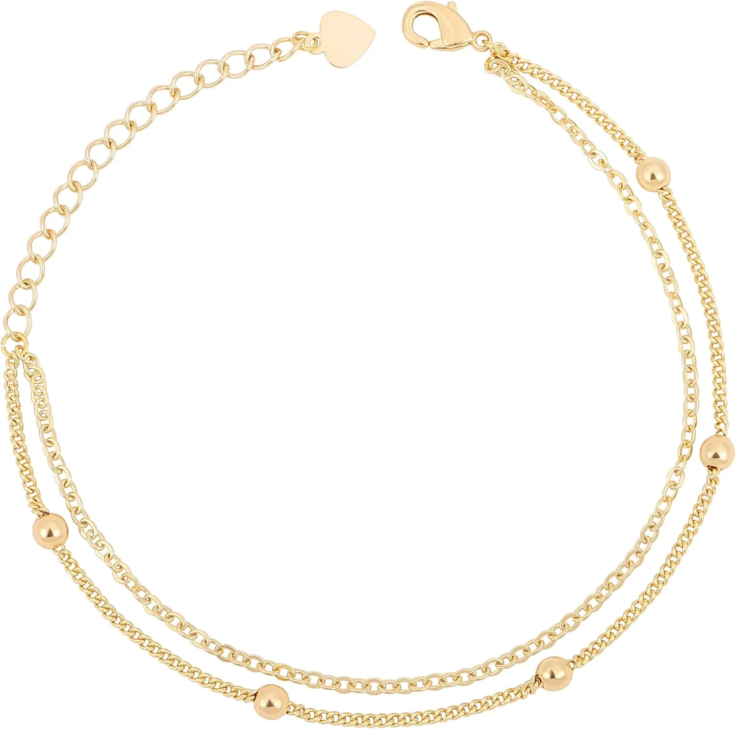 Aobei Pearl 18K Gold Chain Link Bracelet Tiny Pearl Gold Ball Beads Turquoise Bracelet Minimalist Layering Stacking Jewelry for Women