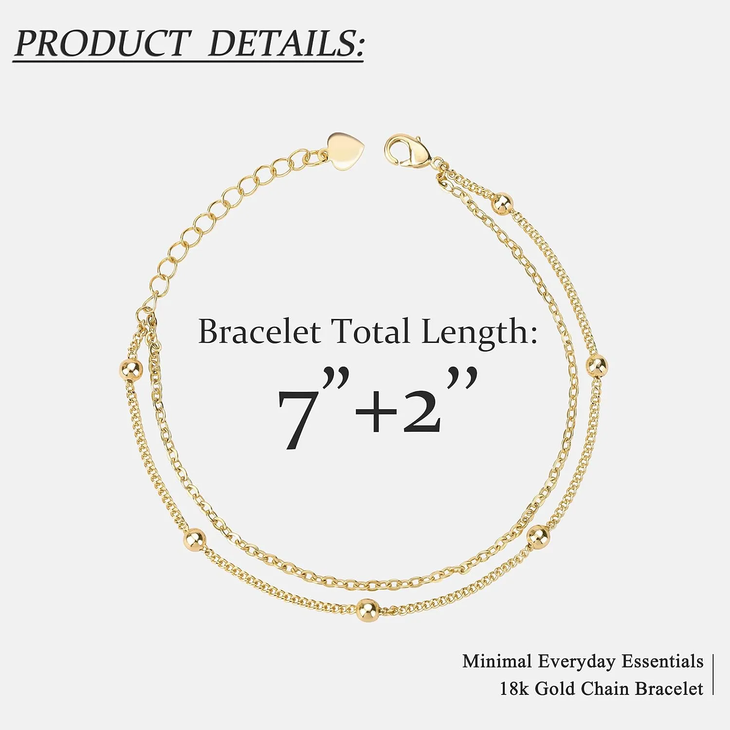 Aobei Pearl 18K Gold Chain Link Bracelet Tiny Pearl Gold Ball Beads Turquoise Bracelet Minimalist Layering Stacking Jewelry for Women