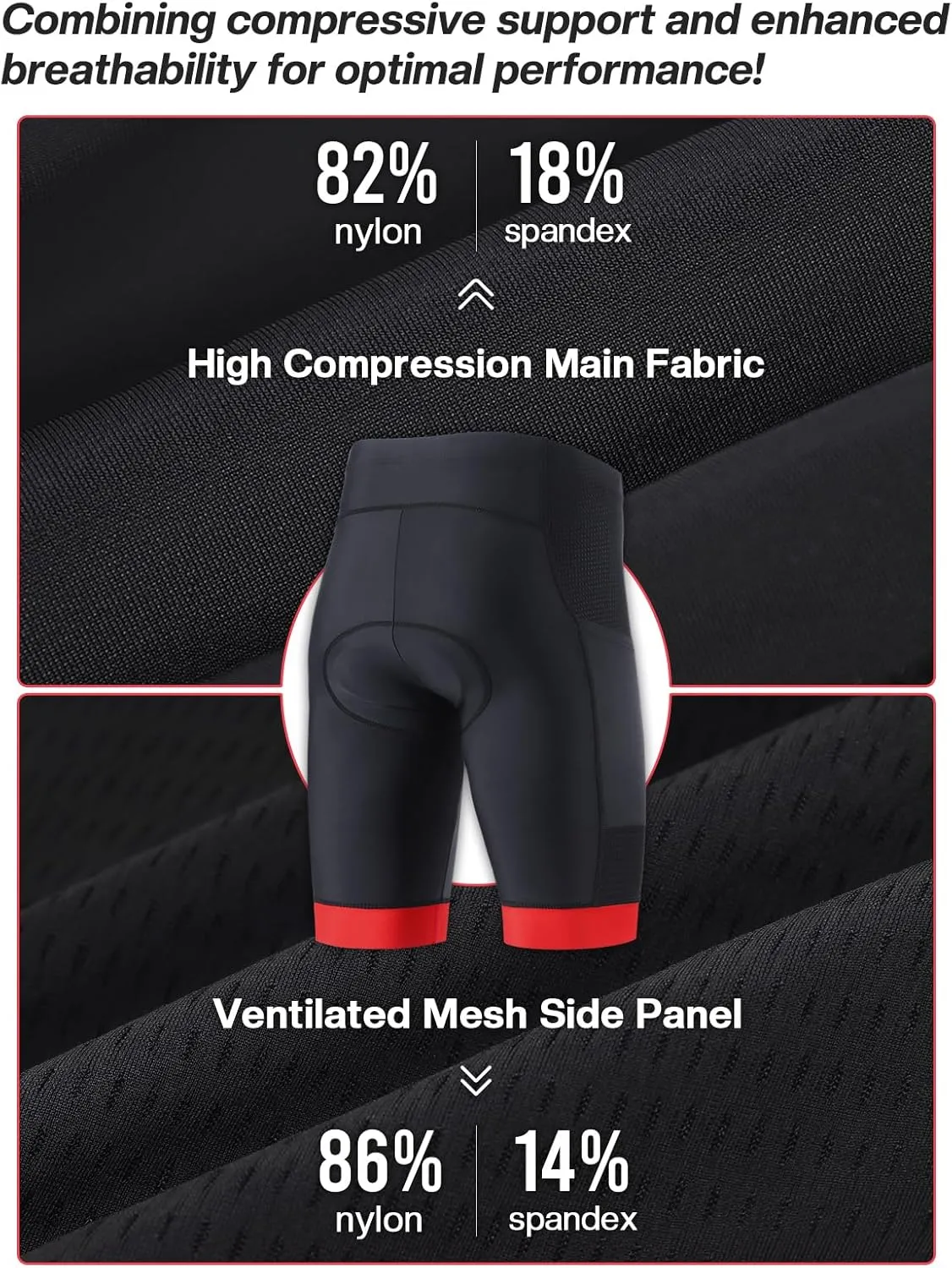 ARSUXEO 4D Padded Bike Shorts for Men Cycling Shorts with Phone Pockets Bicycle Biking Shorts