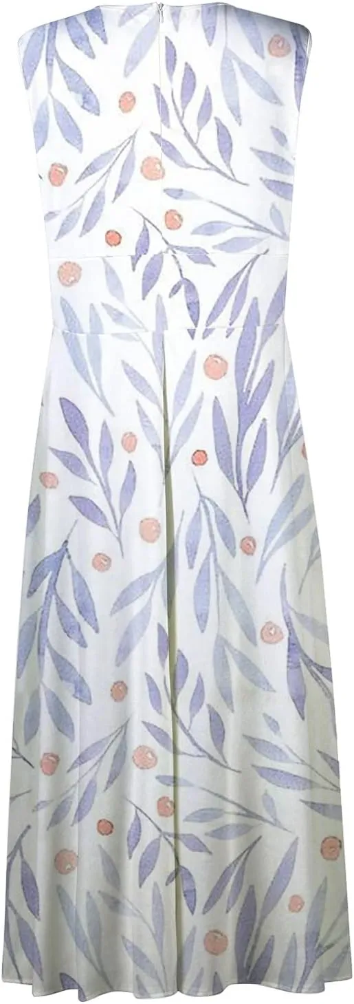 Beach Dresses for Women Summer Trendy Elegant V Neck Wrap Floral Boho Dress Flowy Ruched Maxi Dress