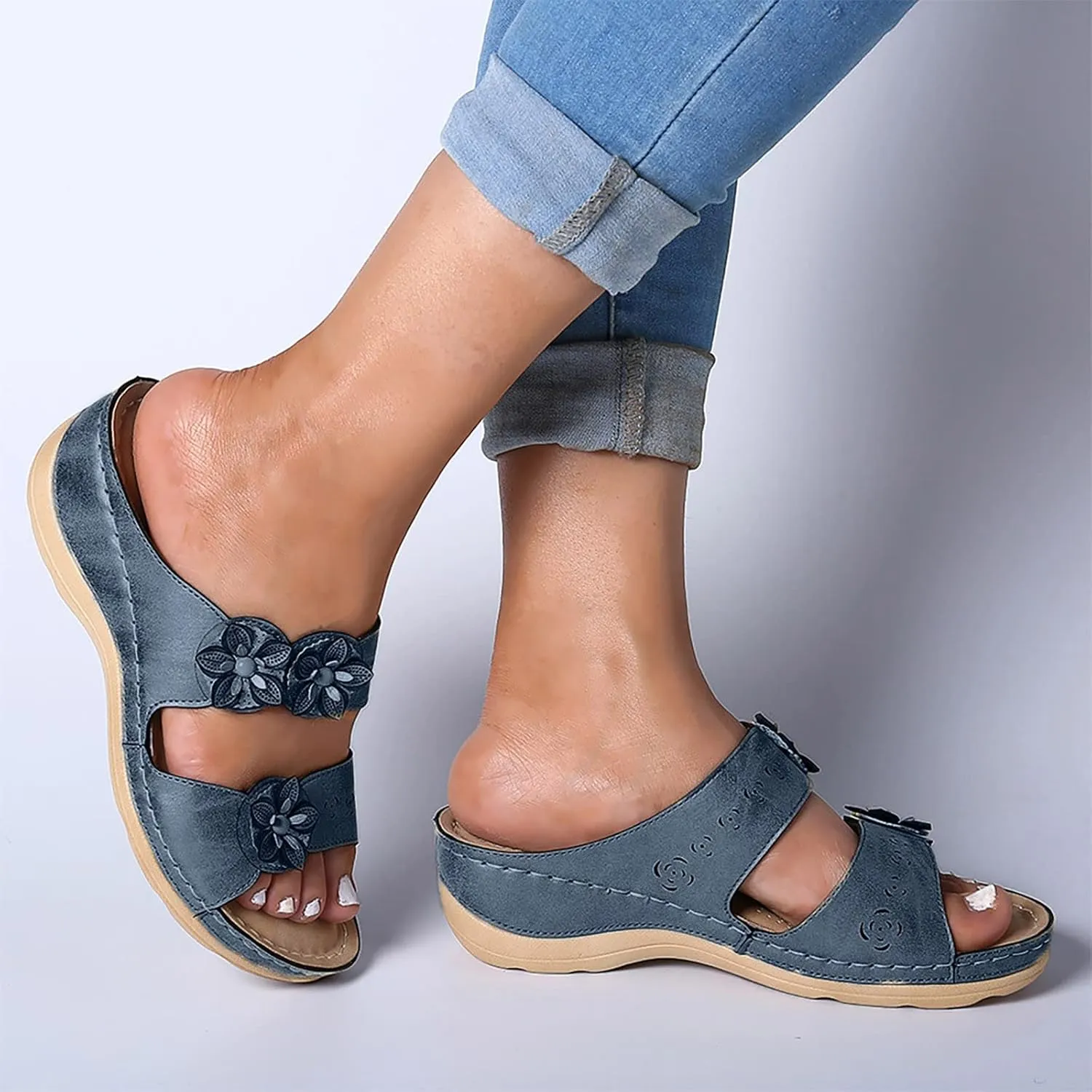 Beach Sandals for Women, Womens Sandals Orthopedic Open Toe Sandals Retro Anti Slip Comfy Breathable Shoes