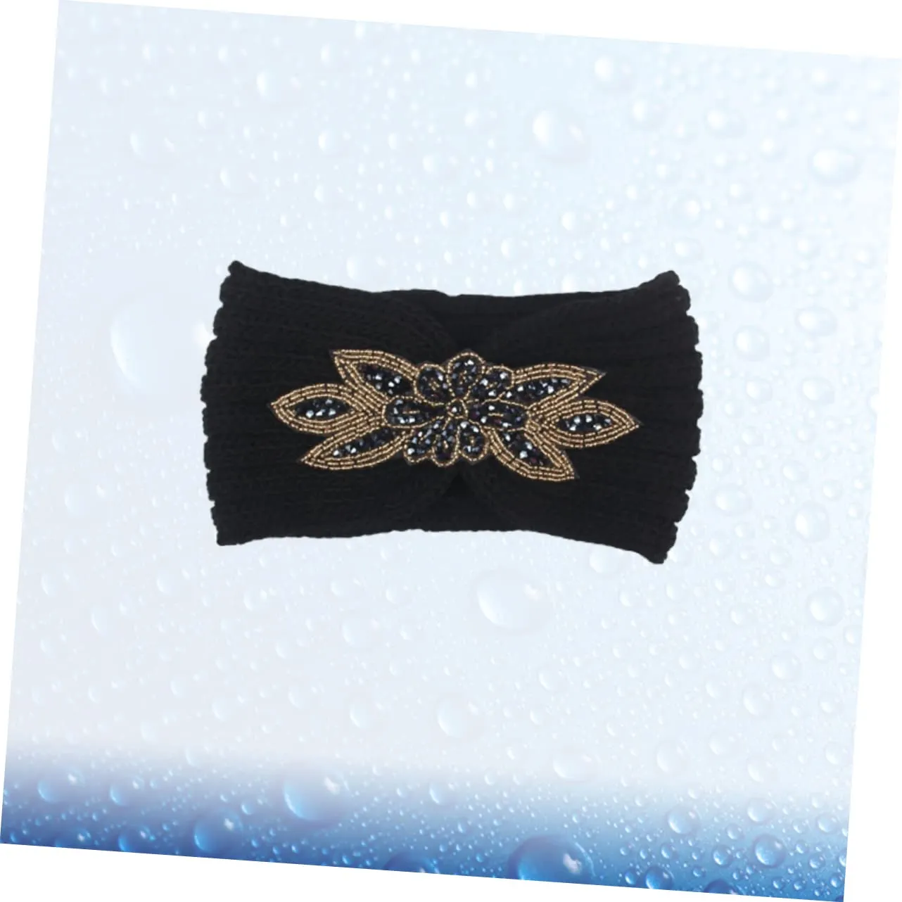 Beaupretty Knitted Headband for Women Warm Woolen Yarn Hair Band Simple Flower Pattern Comfortable and Breathable Headdress for Styling and Face Washing Black