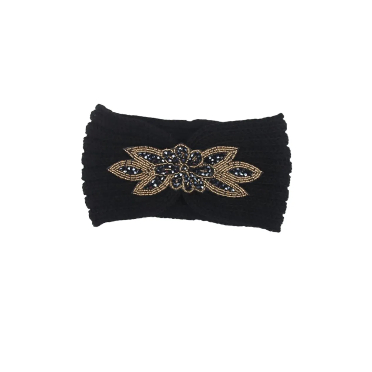 Beaupretty Knitted Headband for Women Warm Woolen Yarn Hair Band Simple Flower Pattern Comfortable and Breathable Headdress for Styling and Face Washing Black