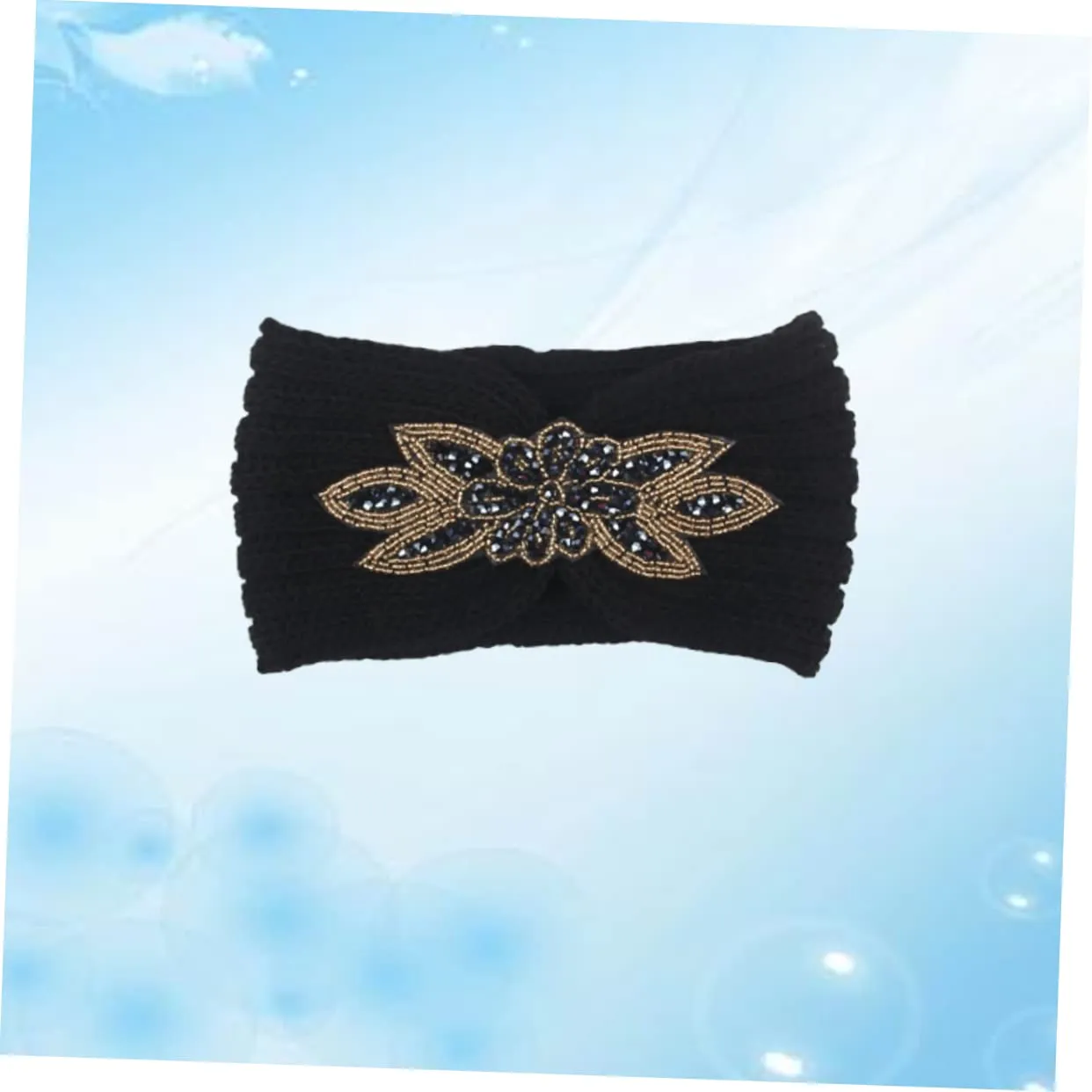 Beaupretty Knitted Headband for Women Warm Woolen Yarn Hair Band Simple Flower Pattern Comfortable and Breathable Headdress for Styling and Face Washing Black
