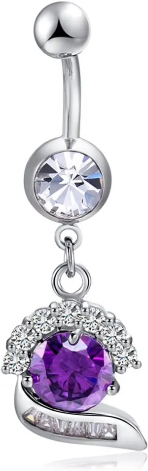 Belly Button Ring, Stainless Steel Snail Cubic Zirconia Body Piercing Jewelry, Piercing Body Jewelry for Women