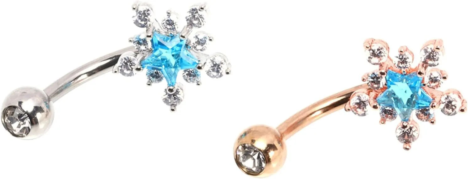 BESPORTBLE Belly Button Ring Jewelry Pcs Fashion Navel Piercing Jewelry Blue Zirconia Body Piercing Stainless Steel