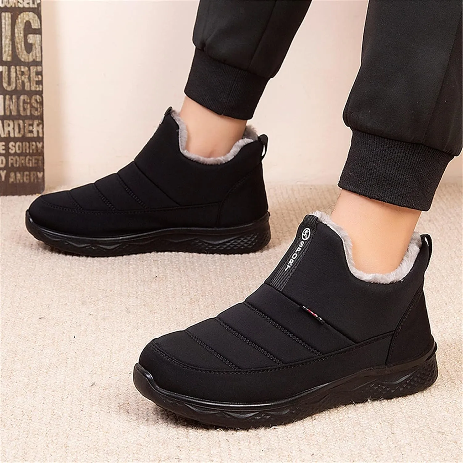 Black Winter Boots for Women Waterproof Womens Winter Snow Boots 2023 Platform Women Winter Snow Boots Padded Woman Waterproof Snow Boots Botas De Invierno Modernas Para Mujer
