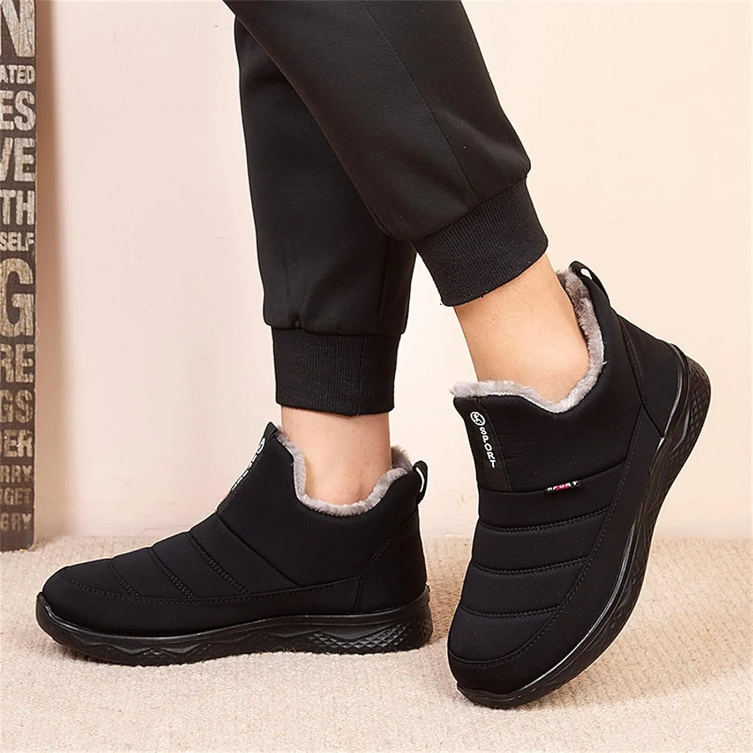 Black Winter Boots for Women Waterproof Womens Winter Snow Boots 2023 Platform Women Winter Snow Boots Padded Woman Waterproof Snow Boots Botas De Invierno Modernas Para Mujer