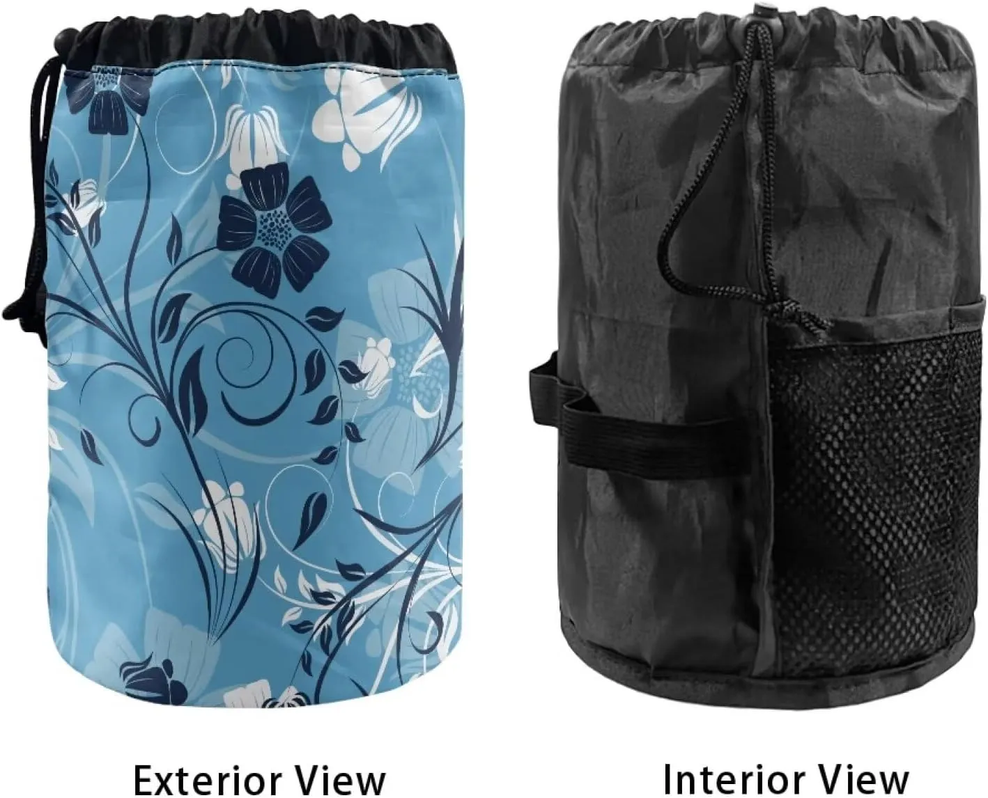 Blue Crushed Flower Print Cosmetic Bag Floral Design Makeup Bag for Women - Makeup Travel Case, Elegant and Convenient for Travel Essentials Blue