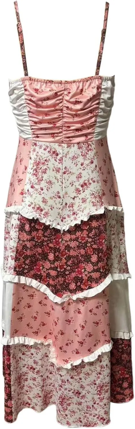 Boho Maxi Sundress for Women Summer 2025 Vacation Flowy Floral Sleeveless V Neck Sexy Dress Beach Bohemian Dress