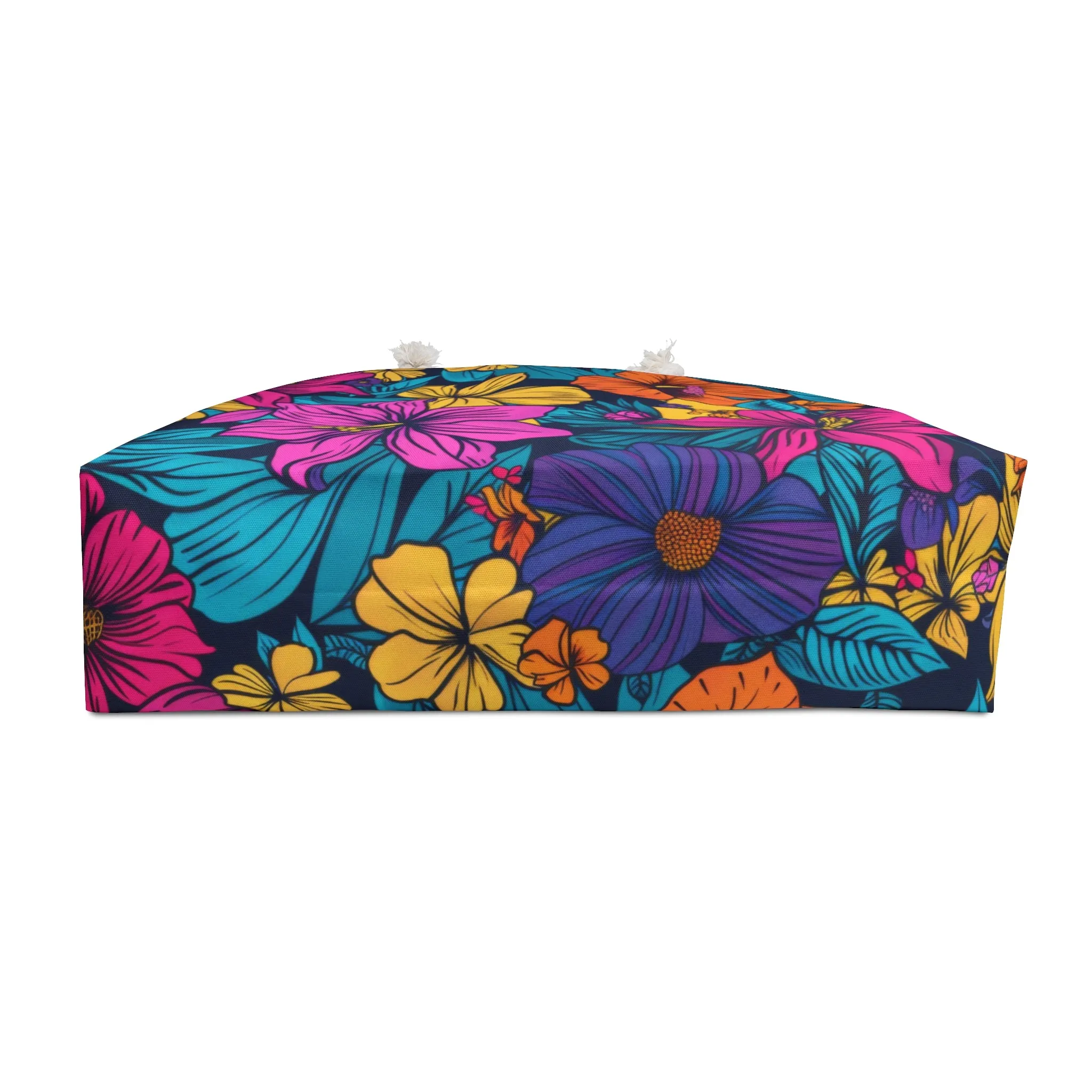 Bold Tropical Floral Beach Bag  Oversized Weekender Tote