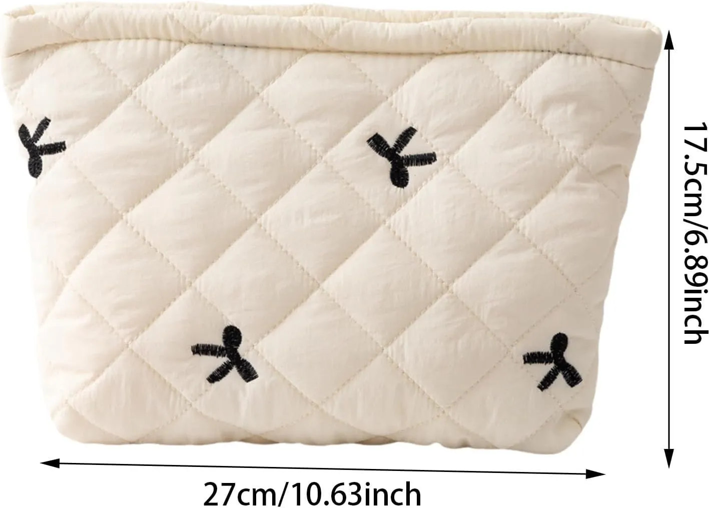 Bow Embroidered Makeup Storage Bag Toilet Storage Bag Versatile Fashion Dumpling Bag Lipstick Makeup Bag Travel Size Items