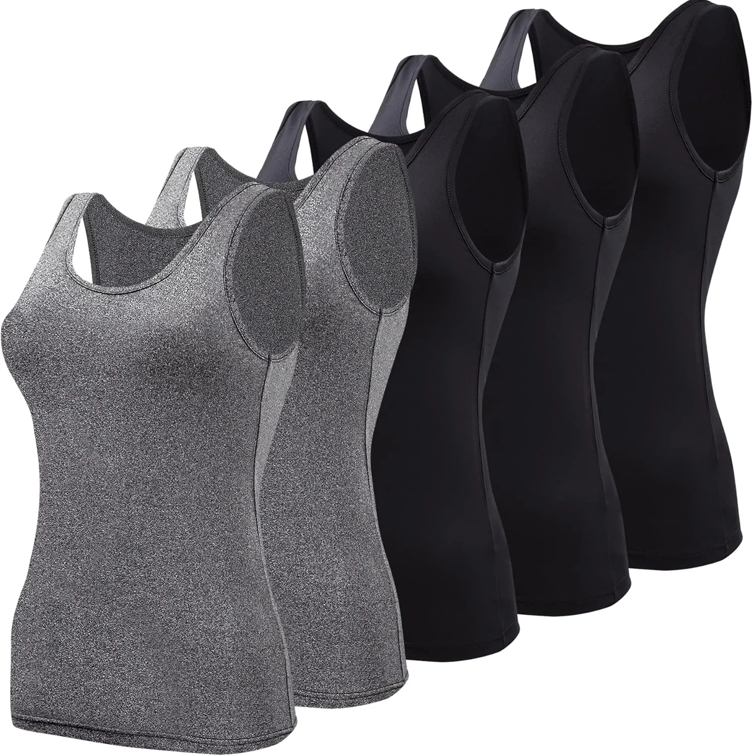 BQTQ 5 Pcs Basic Tank Tops for Women Undershirt Tank Top Sleeveless Under Shirts