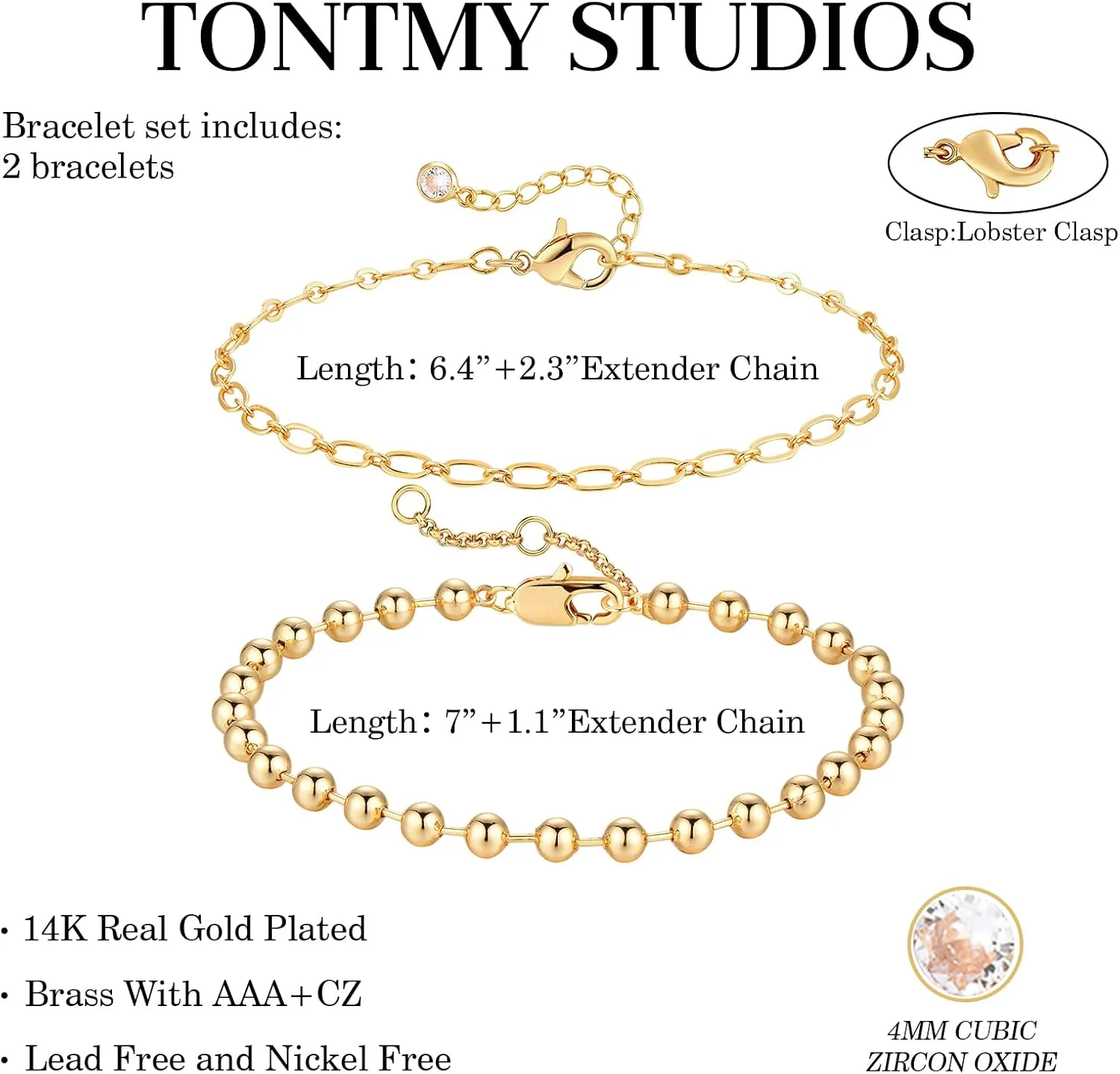 Bracelet for Women Gold Layered Set 14K Gold Filled Stackable Bracelets Trendy Figaro Satellite Chain Cuban Link Minimalist Dainty Bracelet Tennis Bracelet Jewelry