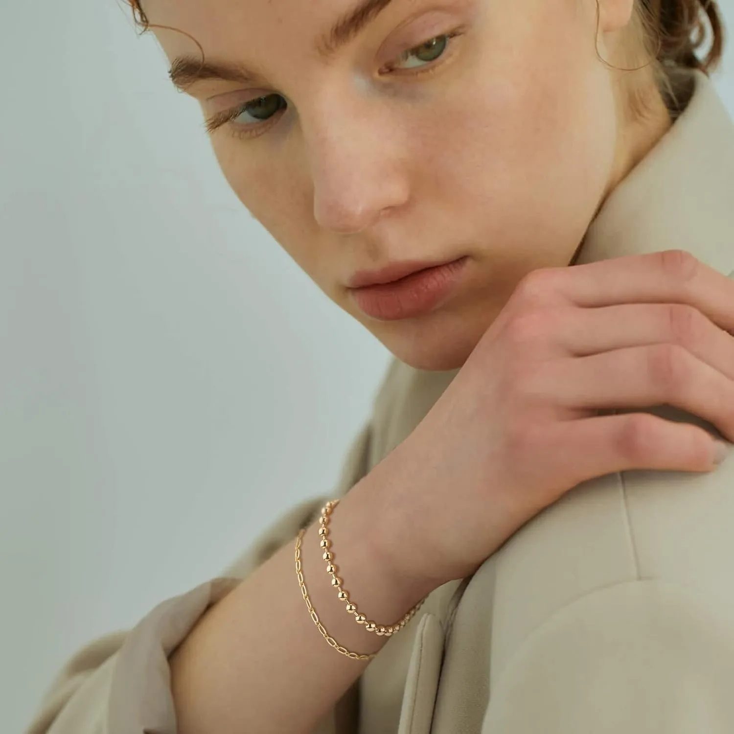 Bracelet for Women Gold Layered Set 14K Gold Filled Stackable Bracelets Trendy Figaro Satellite Chain Cuban Link Minimalist Dainty Bracelet Tennis Bracelet Jewelry