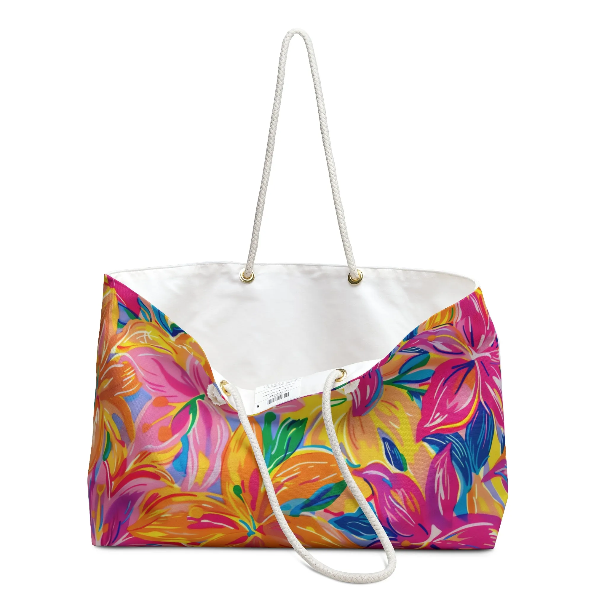 Bright Tropical Preppy Print  Beach Bag