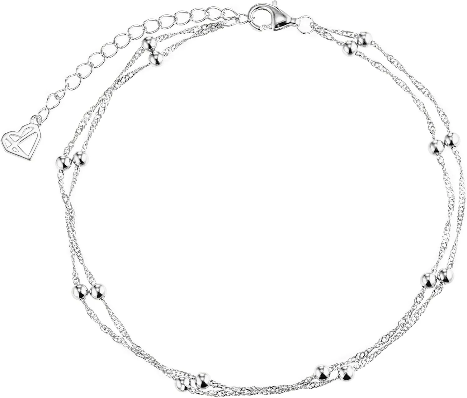 CAITLYNMINIMALIST Duo Beaded Chain Layered Stackable Dainty 18K Gold Sterling Silver Bracelets for Women