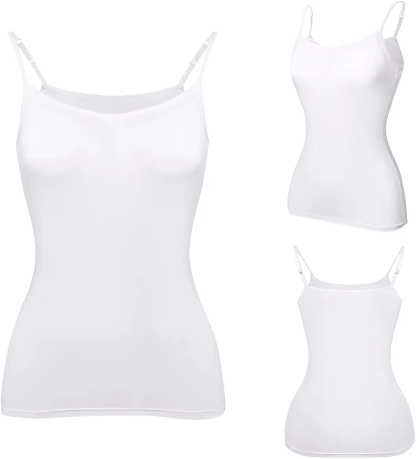 Camisole Tops for Women Built in Bra Plus Size Scoop Neck Cotton Spaghetti Strap Tank Top Casual Basic Cami Tank Tops