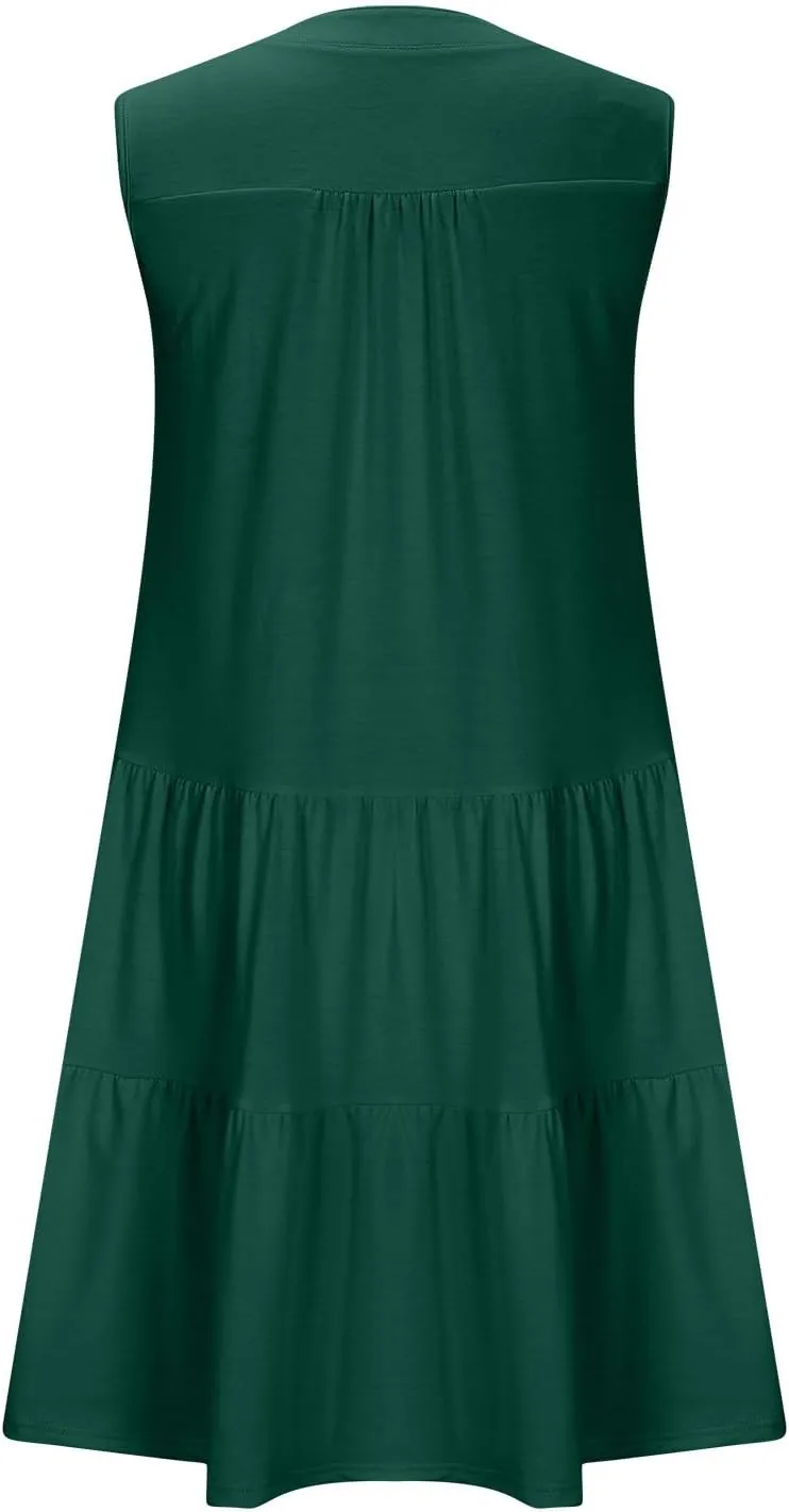 Casual Dresses for Women Loose Fit Mini Dress Cute Short Dresses Sleeveless T Shirt Dress Beach Vacation Sundresses