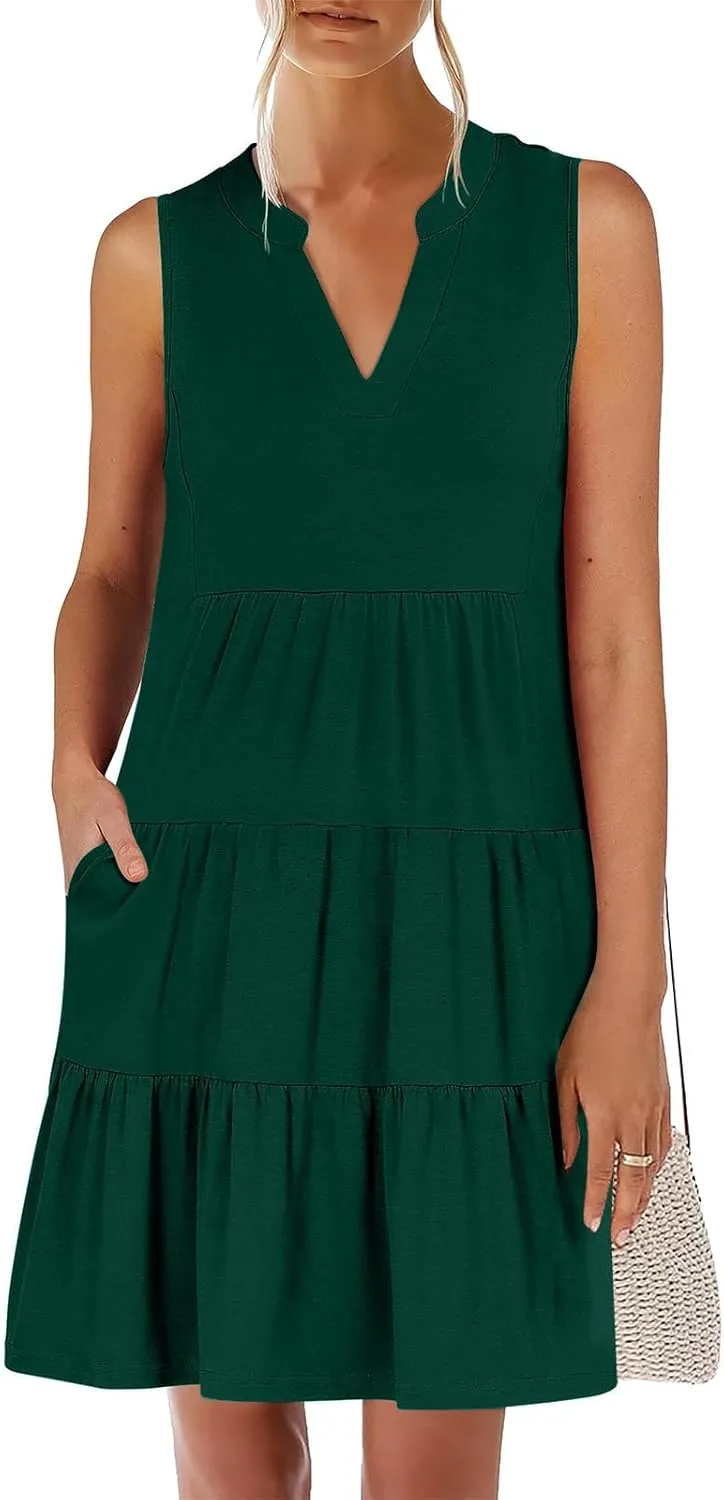 Casual Dresses for Women Loose Fit Mini Dress Cute Short Dresses Sleeveless T Shirt Dress Beach Vacation Sundresses
