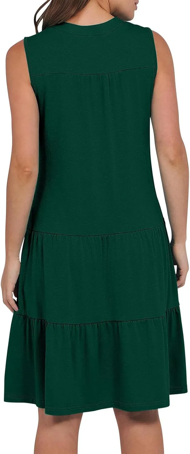 Casual Dresses for Women Loose Fit Mini Dress Cute Short Dresses Sleeveless T Shirt Dress Beach Vacation Sundresses