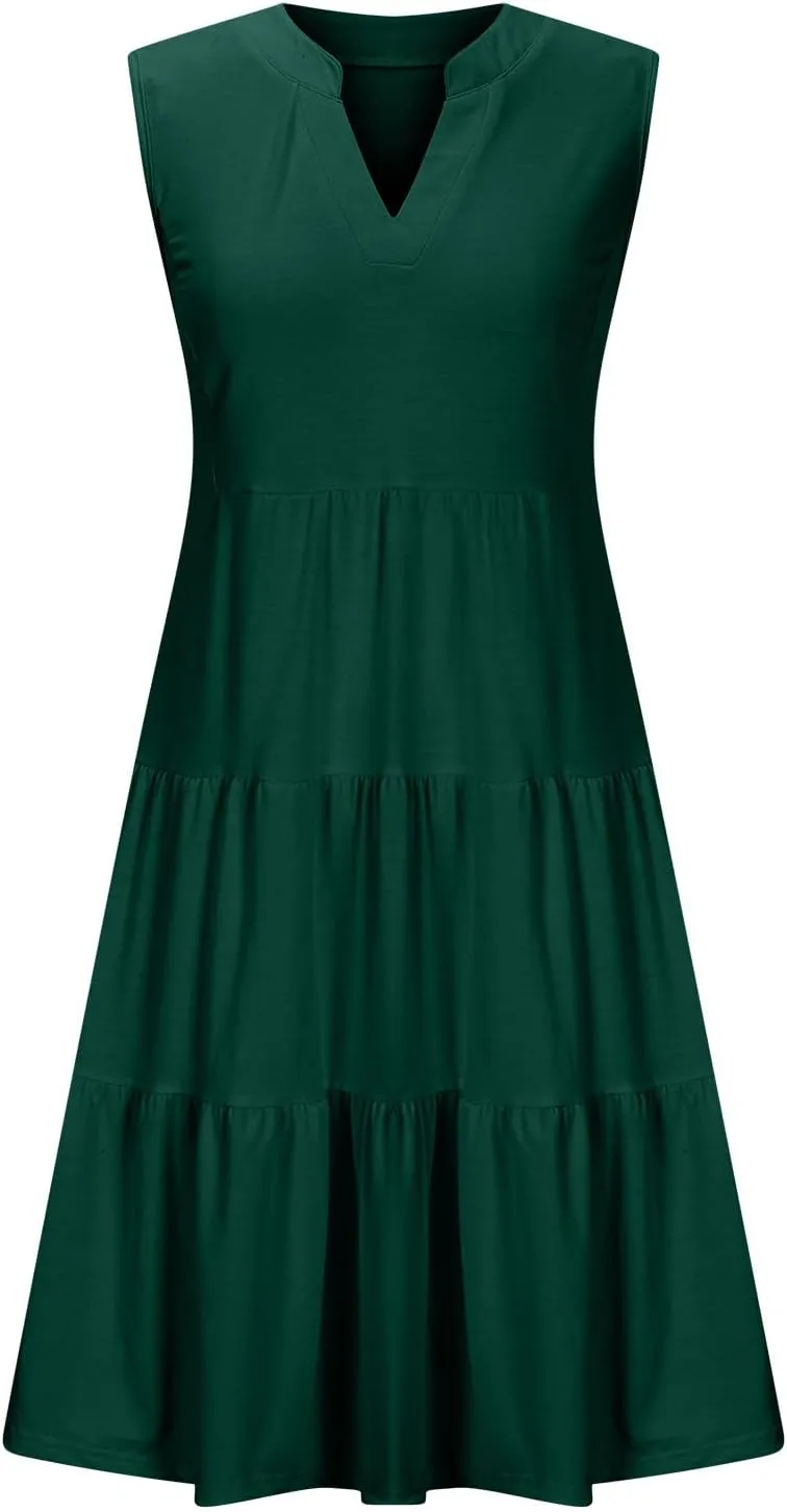 Casual Dresses for Women Loose Fit Mini Dress Cute Short Dresses Sleeveless T Shirt Dress Beach Vacation Sundresses