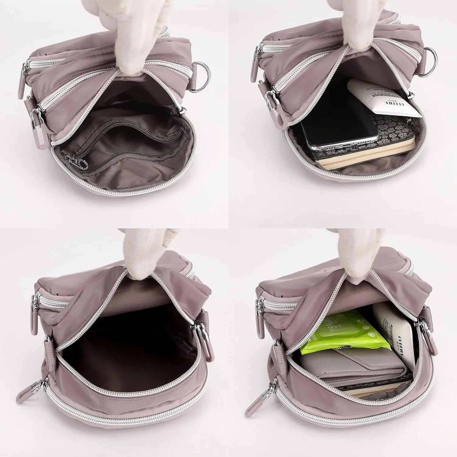 Casual Nylon Floral Shoulder Bag For Women Crossbody Bag Messenger Bags Sport Fanny Pack Shoulder Bags (Grey, One Size)