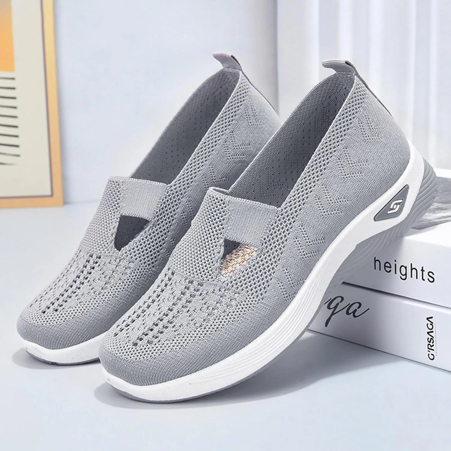 Cathalem Orthopedic Shoes for Women Walking Slip on Diabetic Foam Shoes Hands Free Slip in Sneakers Arch Support