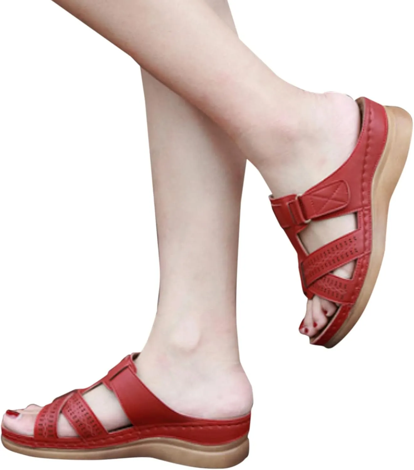 Cathalem Sandals Women Comfortable Orthopedic Wedge Sandalias Women Slip on Platform Sandals