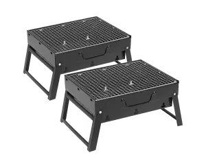 Charcoal Grill Set Premium 2X 43cm Portable Folding Thick Box-Type for Outdoor BBQ Camping