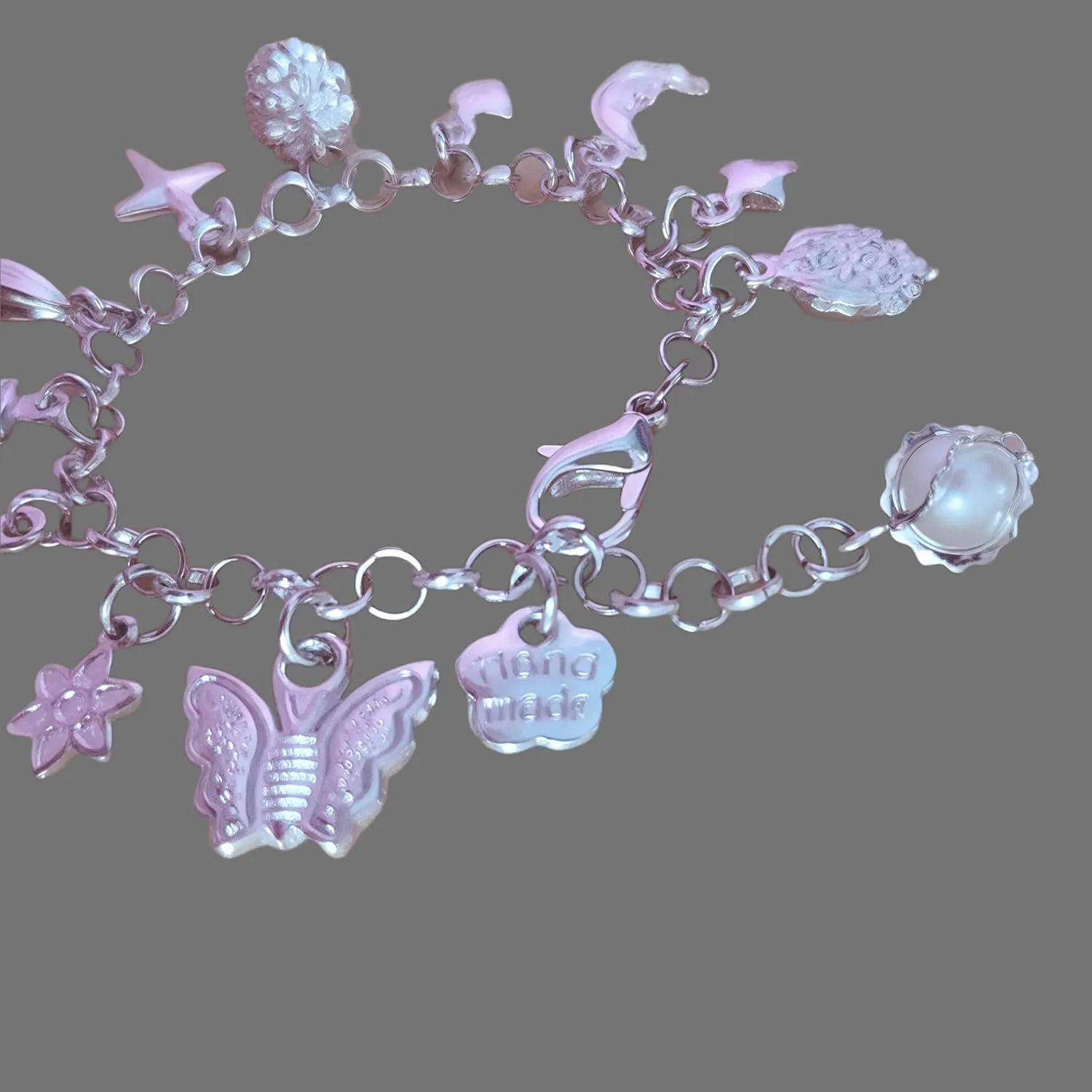 Charm Bracelet for Women Sterling Silver 13 Adjustable Charms Design Dainty Layered Jewelry