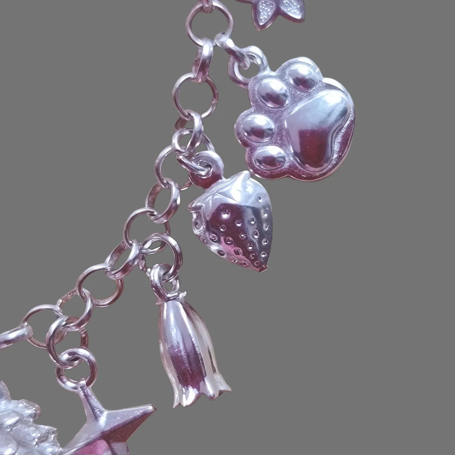 Charm Bracelet for Women Sterling Silver 13 Adjustable Charms Design Dainty Layered Jewelry