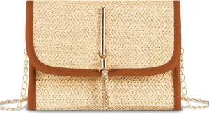 CHARMORE Crossbody Bag for Women Small Straw Beach Shoulder Bag Stylish Woven Bags Travel Handbags