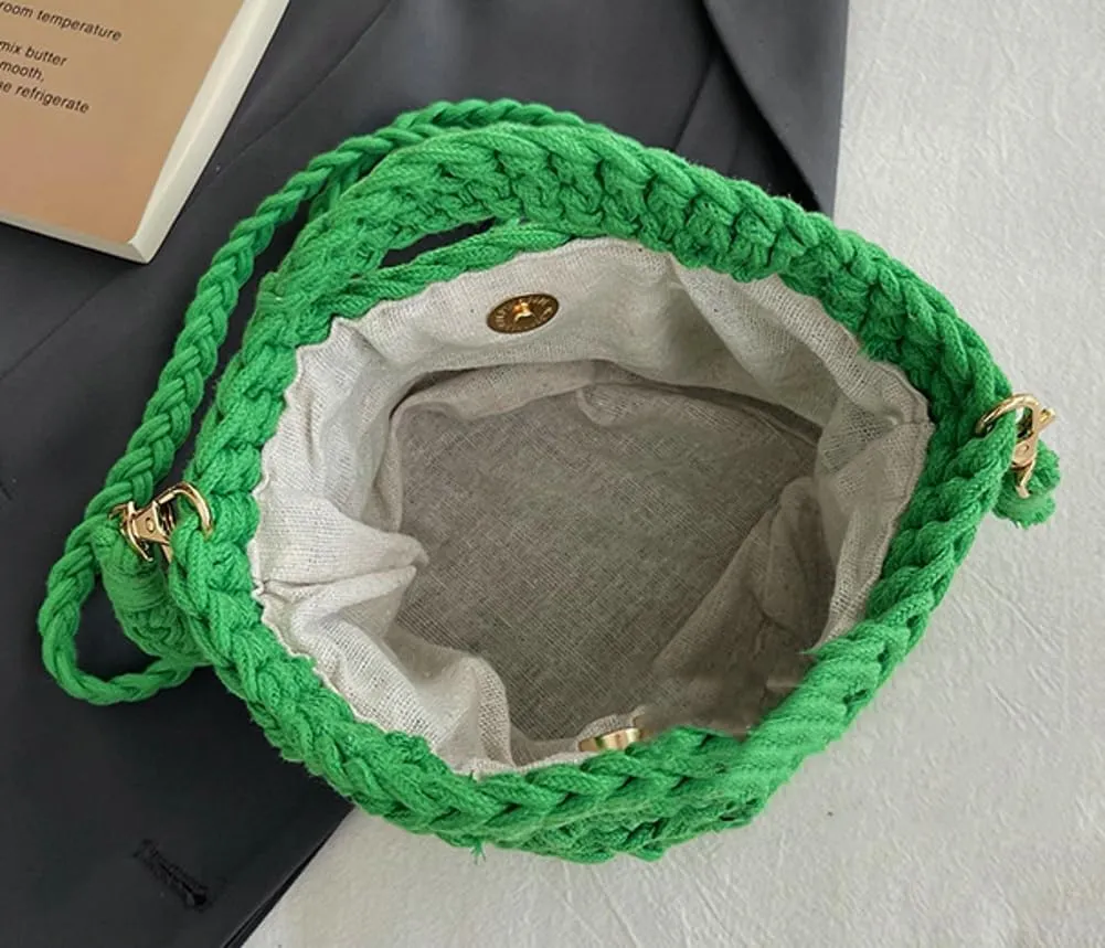 Chic Crochet Knit Crossbody Bags for Women Top-handle Handwoven Tote Bag Trendy Purses Shoulder Satchel 2025