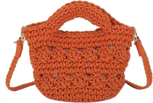 Chic Crochet Knit Crossbody Bags for Women Top-handle Handwoven Tote Bag Trendy Purses Shoulder Satchel 2025