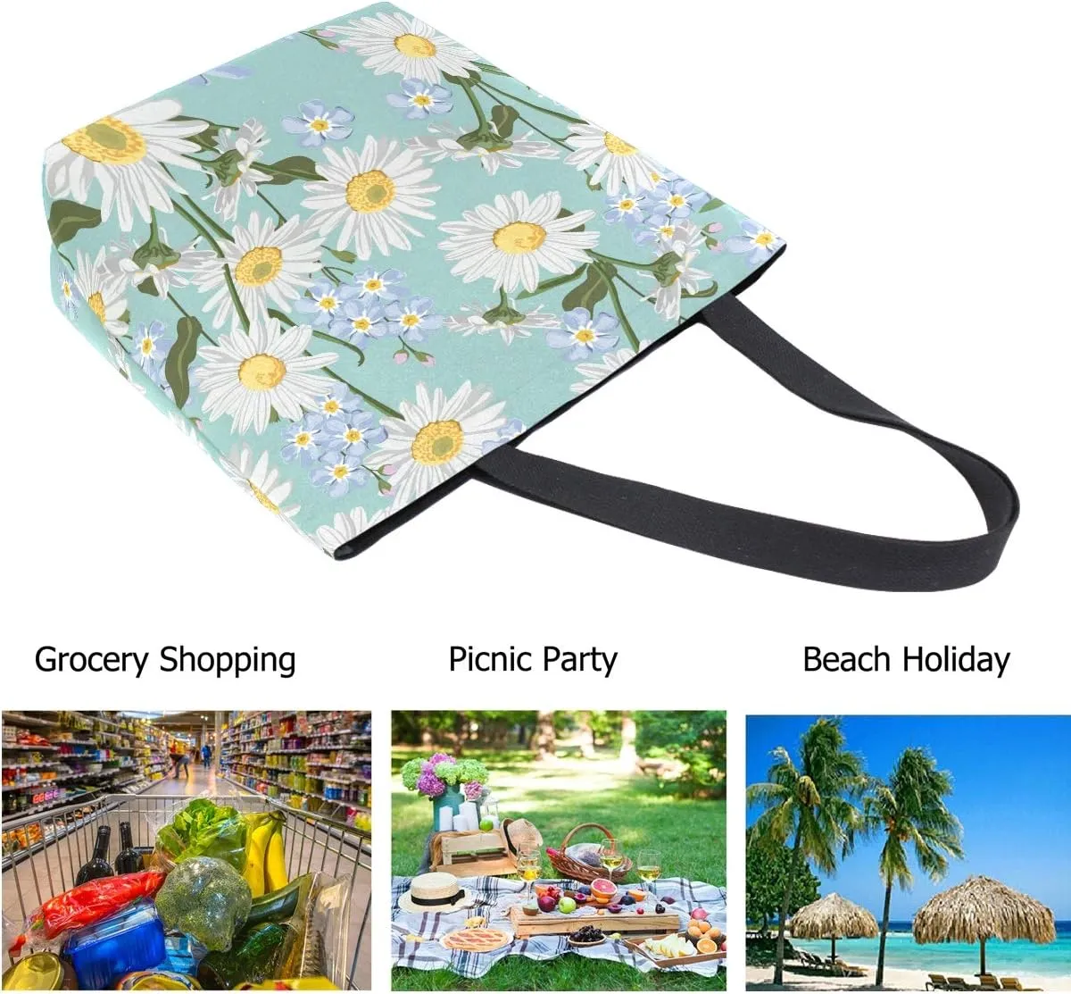 Chic Fashion Floral Pattern Extra Large Shoulder Tote Bag for Beach Travel Weekender Gym Grocery Shopping