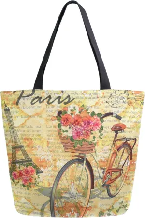 Chic Fashion Floral Pattern Extra Large Shoulder Tote Bag for Beach Travel Weekender Gym Grocery Shopping