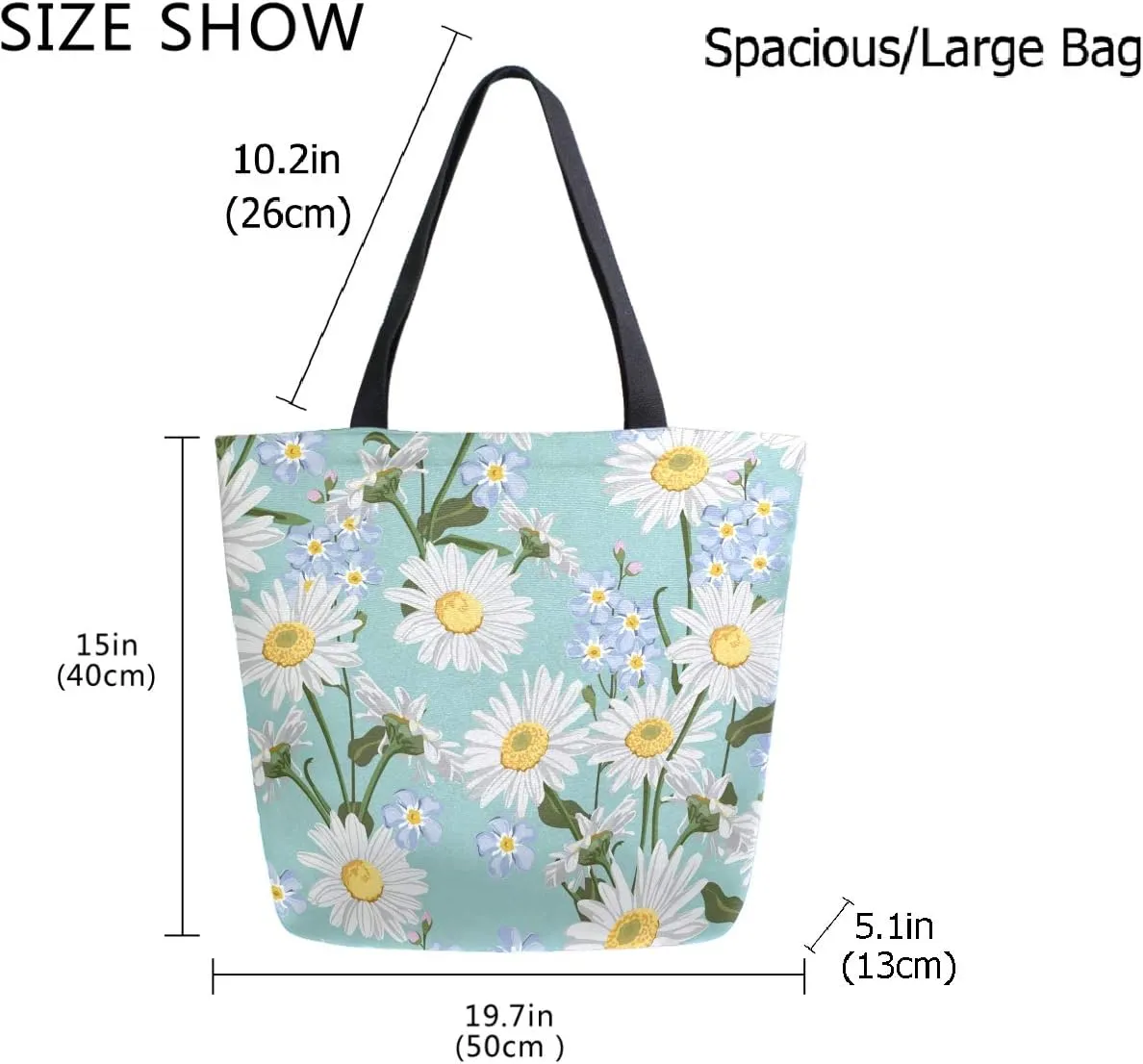 Chic Fashion Floral Pattern Extra Large Shoulder Tote Bag for Beach Travel Weekender Gym Grocery Shopping
