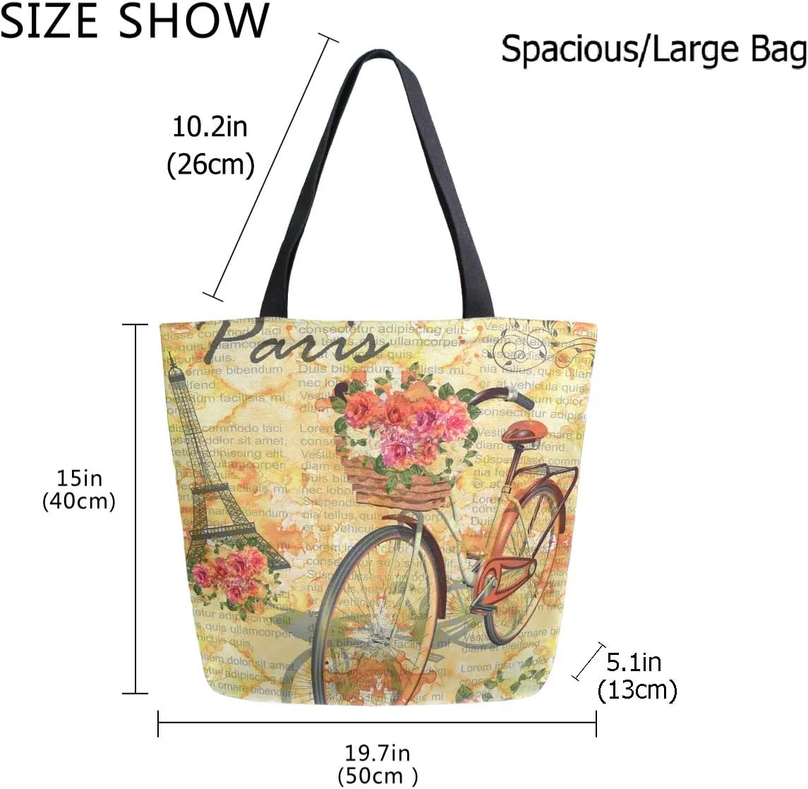 Chic Fashion Floral Pattern Extra Large Shoulder Tote Bag for Beach Travel Weekender Gym Grocery Shopping