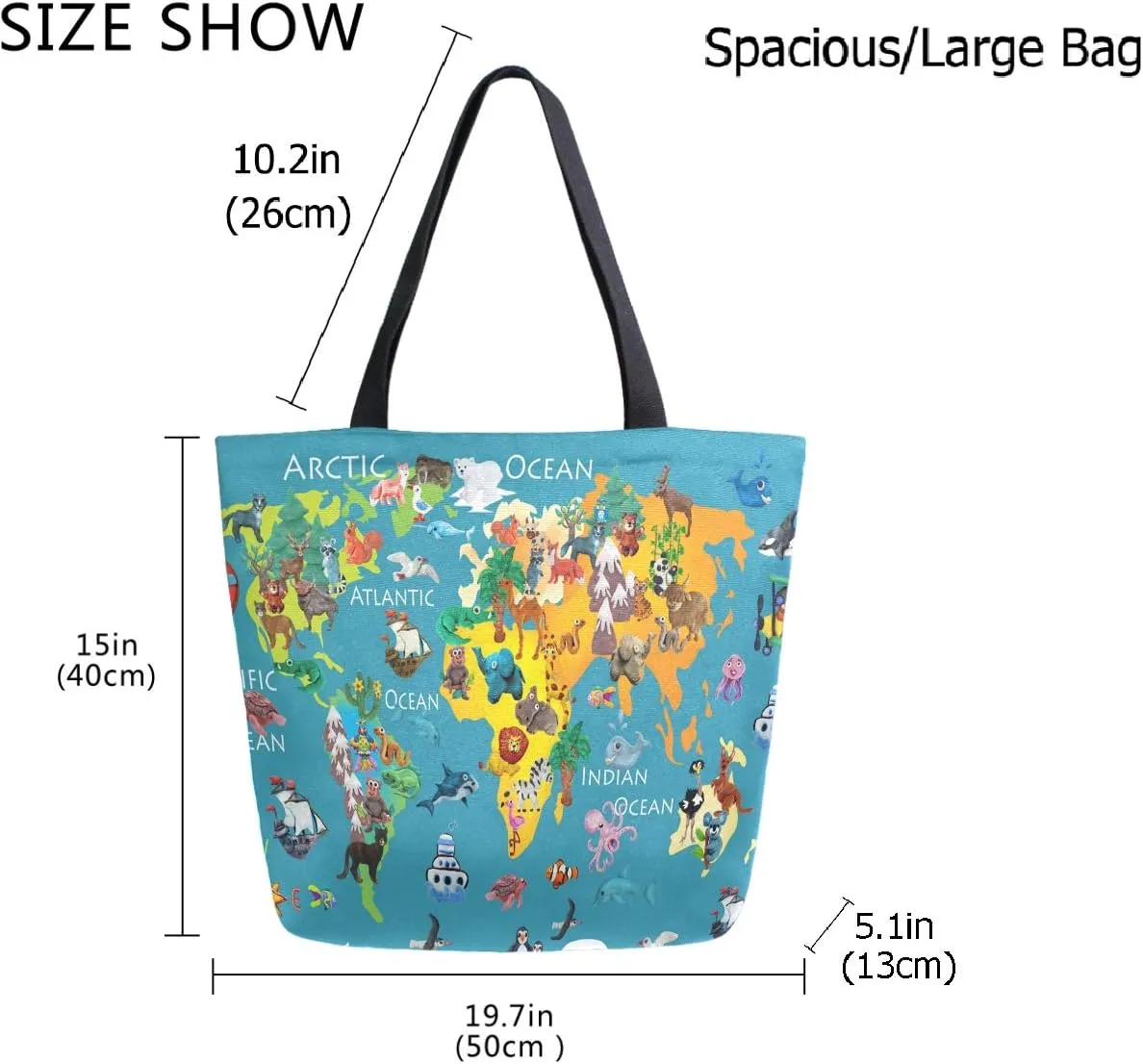 Chic Fashion Pattern Printed Extra Large Shoulder Tote Bag for Beach Travel Weekender Gym Grocery Shopping